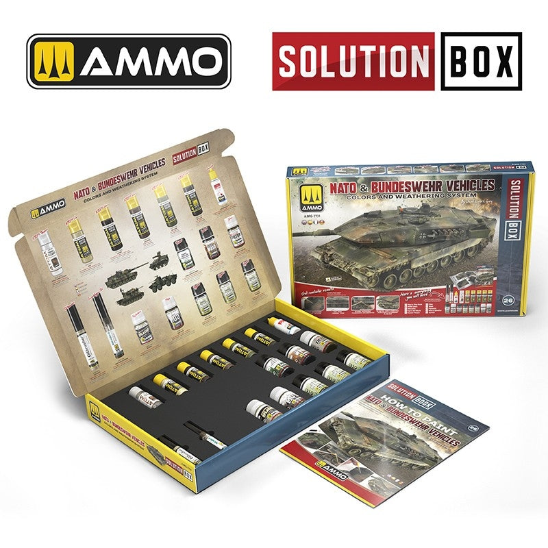 AMMO of Mig Jimenez 7731 SOLUTION BOX 26 – NATO &amp;amp; BUNDESWEHR Vehicles - Colors and Weathering System – obrázek 2