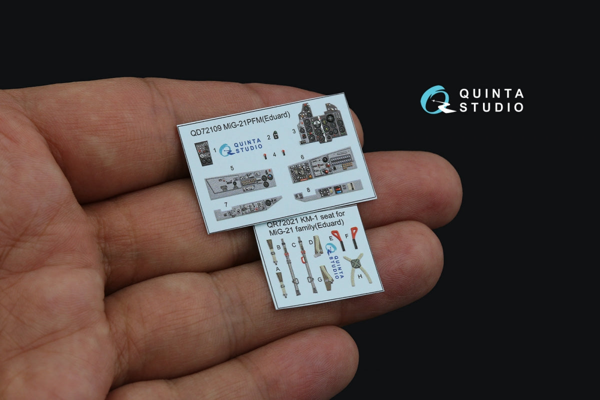 Quinta Studio QD72109 MiG-21PFM Gray panels 3D-Printed &amp;amp; colored Interior on decal paper (Eduard) 1/72 – obrázek 4