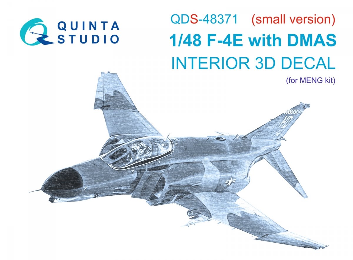 Quinta Studio QDS-48371 F-4E with DMAS 3D-Printed &amp; colored Interior on decal paper (Meng) (Small version) 1/48