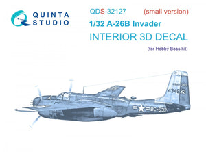 Quinta Studio QDS-32127 A-26B 3D-Printed &amp;amp; colored Interior on decal paper (Hobby Boss) (small version) 1/32
