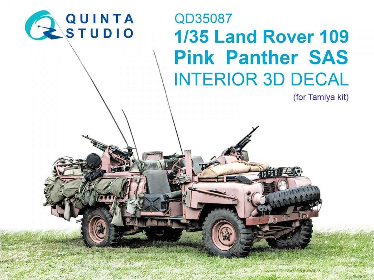 Quinta Studio QD35087 Land Rover 109 Pink Panther SAS 3D-Printed &amp;amp; colored Interior on decal paper (Tamiya) 1/35