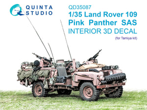 Quinta Studio QD35087 Land Rover 109 Pink Panther SAS 3D-Printed &amp;amp; colored Interior on decal paper (Tamiya) 1/35