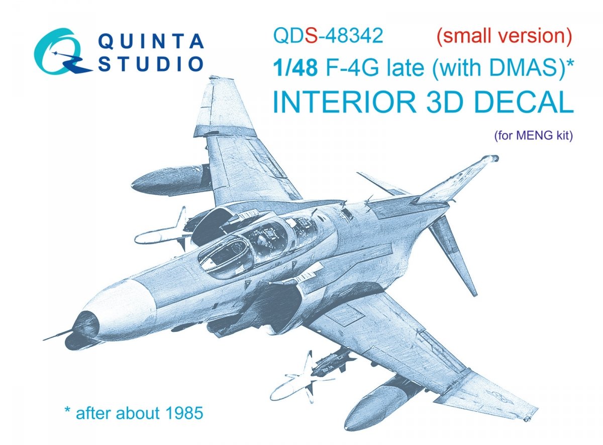 Quinta Studio QDS-48342 F-4G late 3D-Printed &amp; colored Interior on decal paper (Meng) (Small version) 1/48
