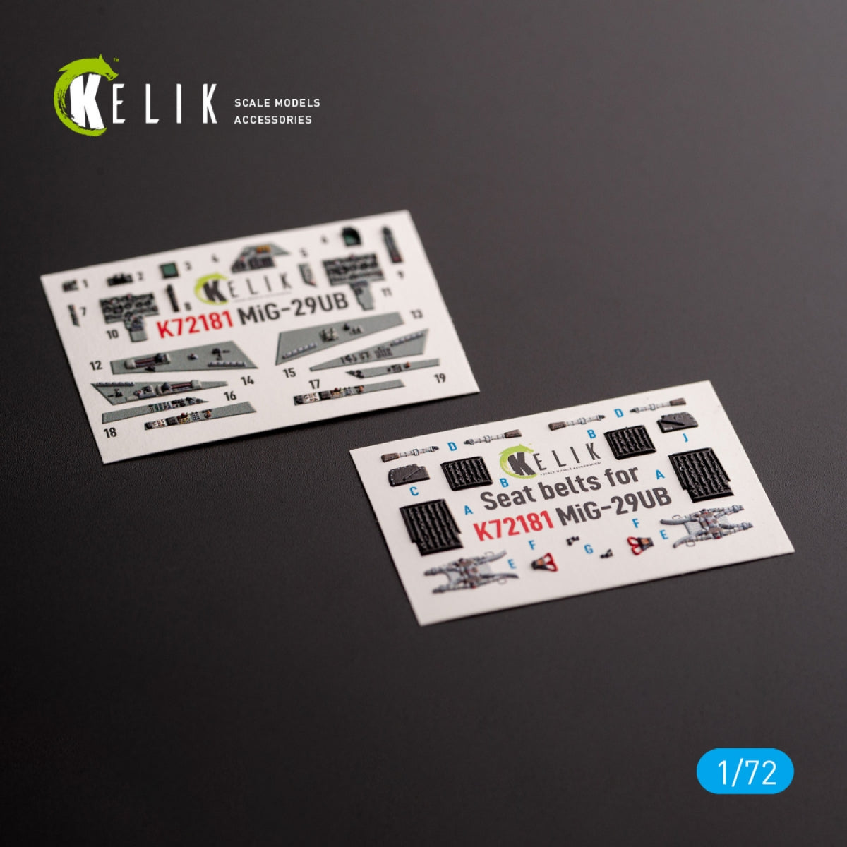 KELIK K72181 MiG-29UB - interior 3D decals for IBG models kit 1/72