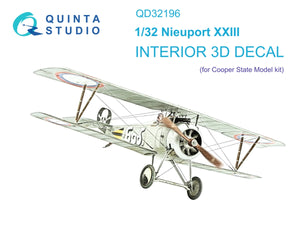 Quinta Studio QD32196 Nieuport XXIII 3D-Printed colored Interior on decal paper (CSM) 1/32