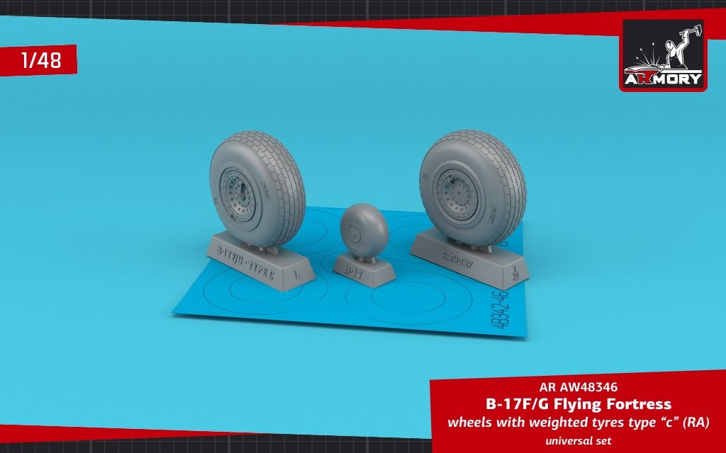 Armory Models AW48346 B-17F/G Flying Fortress wheels w/ weighted tires type “c” (RA) 1/48
