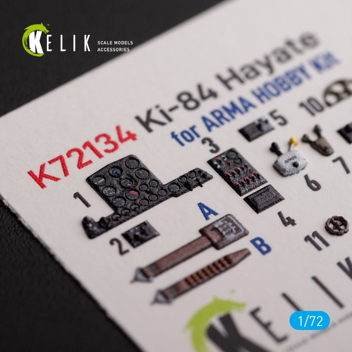 KELIK K72134 Ki-84 Hayate - interior 3D decals for Arma Hobby kit 1/72 – obrázek 3