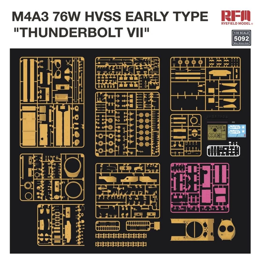 Rye Field Model 5092 M4A3 76W HVSS Early Type &amp;quot;Thunderbolt VII&amp;quot; 1/35 – immagine 3