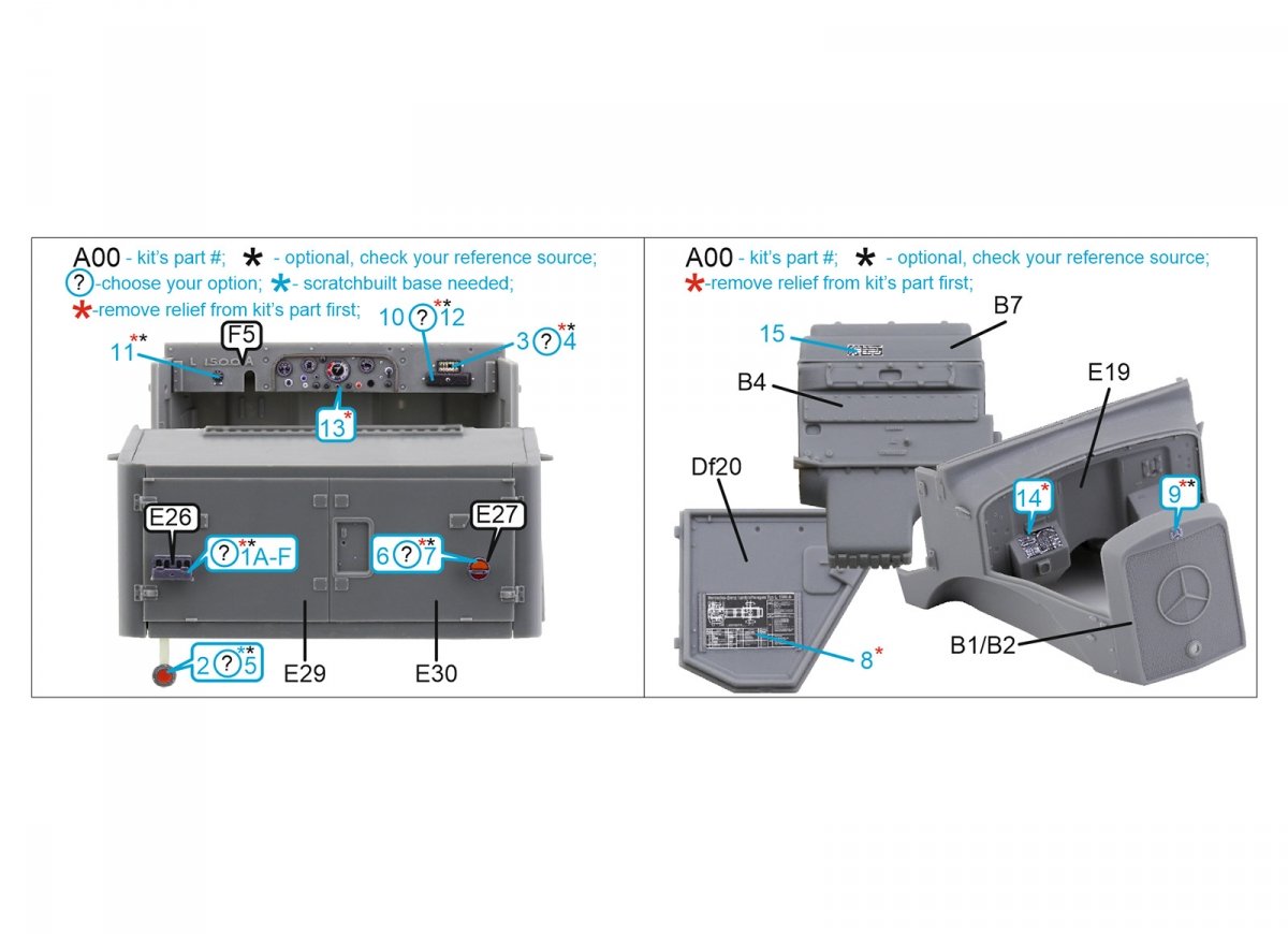 Quinta Studio QD35071 Mercedes-Benz L1500A 3D-Printed &amp;amp; colored Interior on decal paper (MiniArt) 1/35 – Bild 5