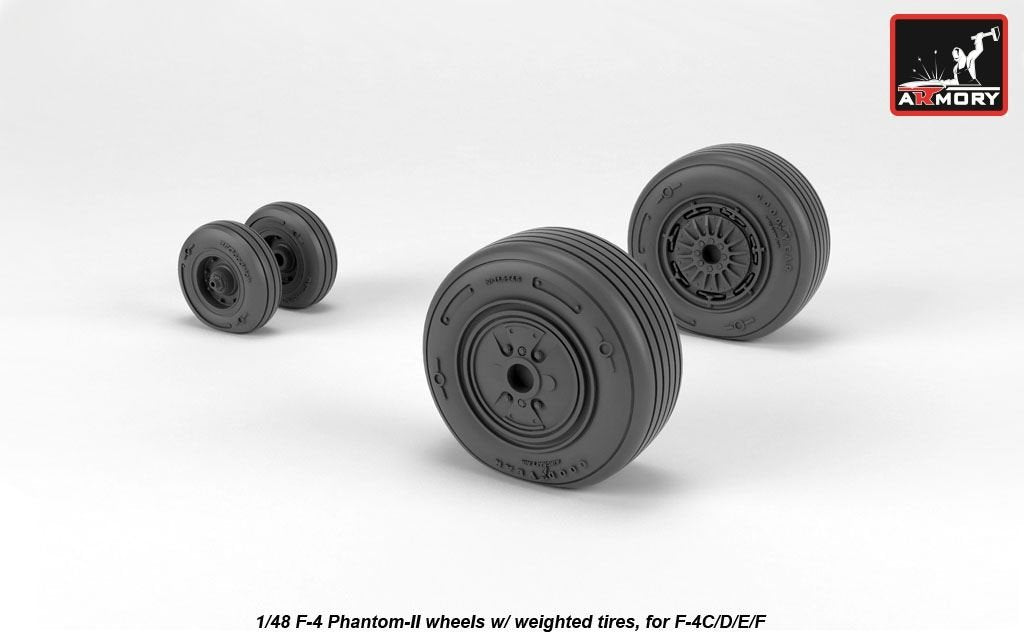 Armory Models AW48324 F-4 Phantom-II wheels w/ weighted tires, mid 1/48 – immagine 3
