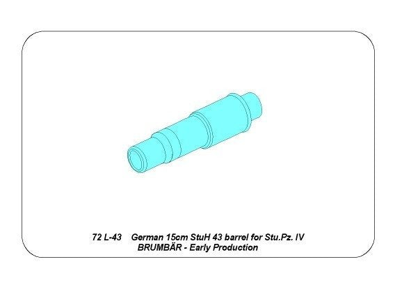 Aber 72L-43 German 15cm StuH 43 Barrel for Stu.Pz. IV BRUMBAR – Early version 1/72 – image 7