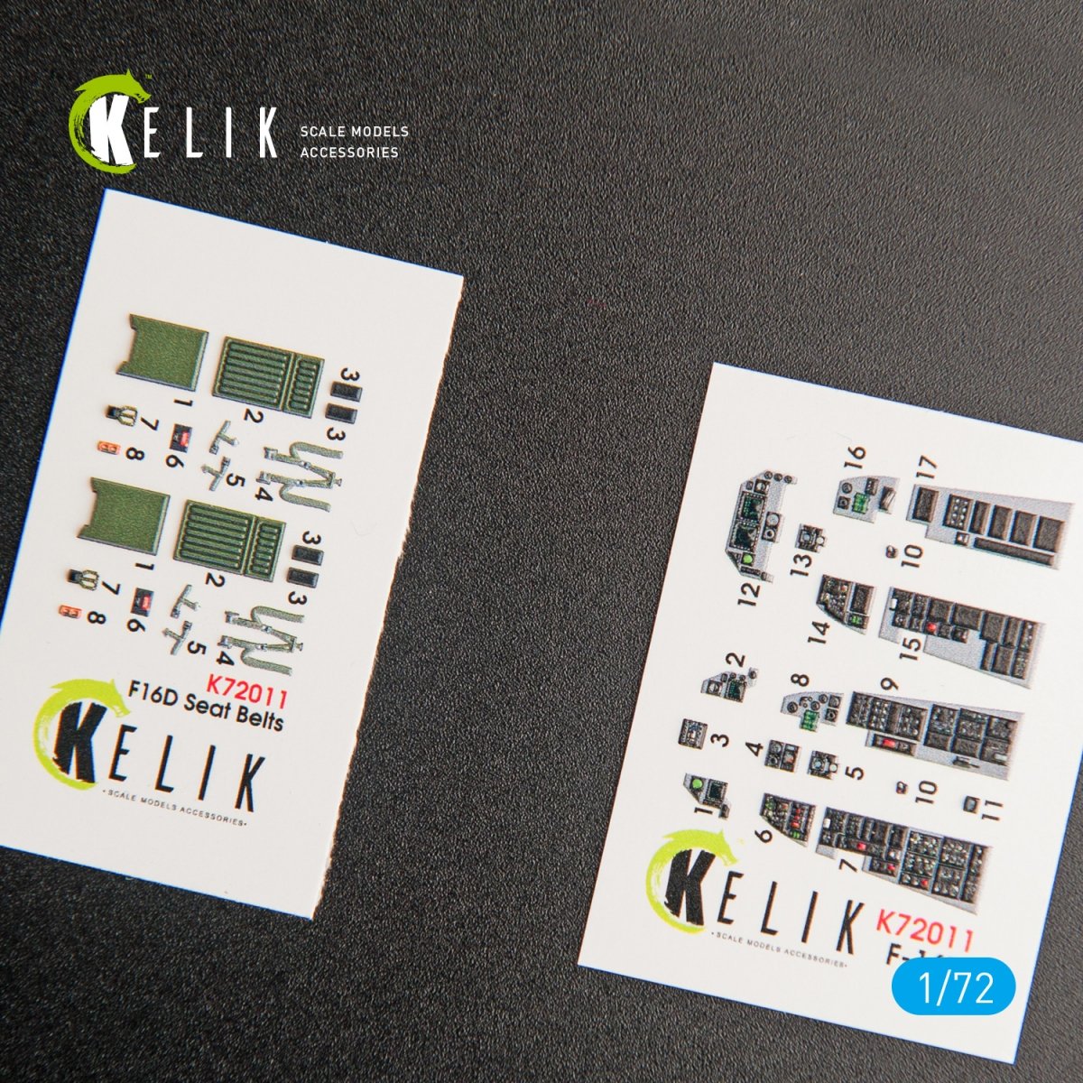 KELIK K72011 F-16D &amp;quot;FIGHTING FALCON&amp;quot; INTERIOR 3D DECALS FOR KINETIC KIT 1/72