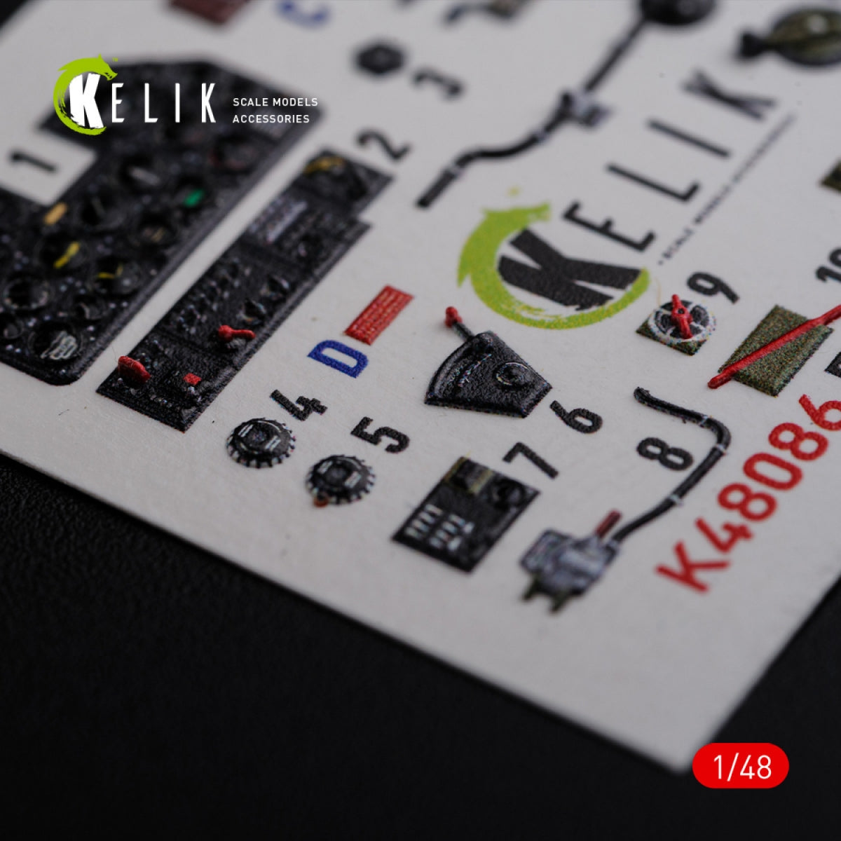 Décalcomanies 3D intérieures KELIK K48086 P-40N pour maquette Academy au 1/48 – image 6