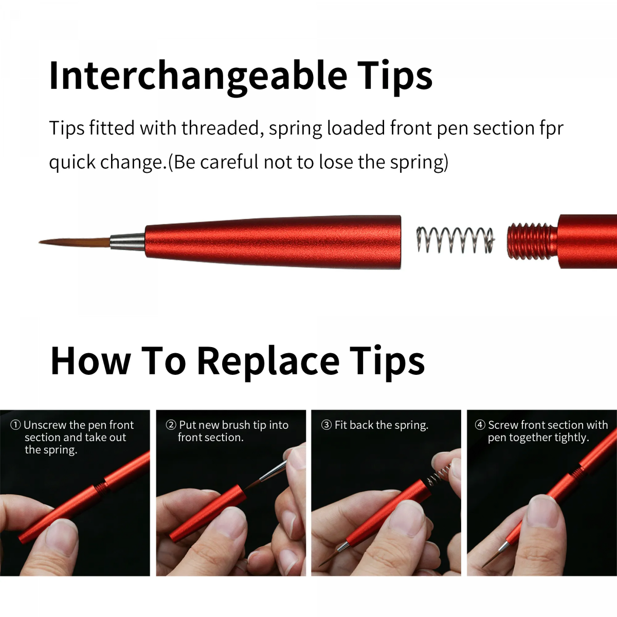 DSPIAE AT-FB01 Fine Brush With Replacable Point Tip - Red – image 2
