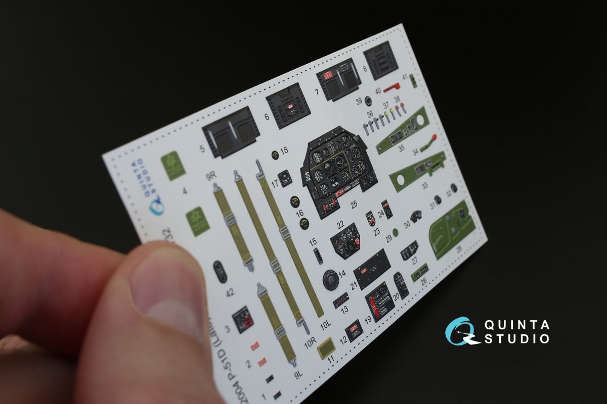 Quinta Studio QD32004 P-51D (Late) 3D-Printed &amp;amp; colored Interior on decal paper (for Tamiya kit) 1/32 – obrázek 4