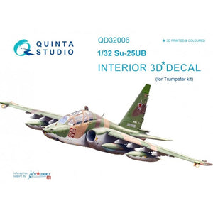 Quinta Studio QD32006 Su-25UB 3D-Printed &amp;amp; colored Interior on decal paper (for Trumpeter kit) 1/32