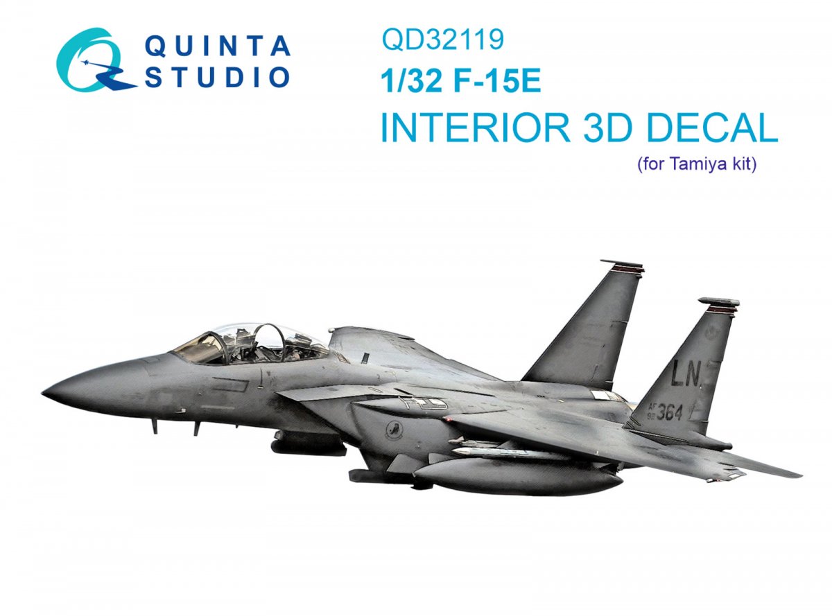 Quinta Studio QD32119 F-15E 3D-Printed &amp;amp; colored Interior on decal paper (Tamiya) 1/32