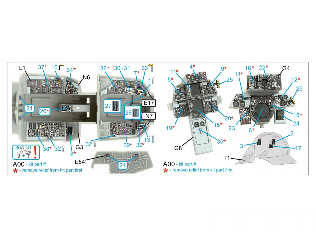 Quinta Studio QDS-48395 F-14A 3D-Printed &amp;amp; colored Interior on decal paper (Hobby Boss) (Small version) 1/48 – image 2