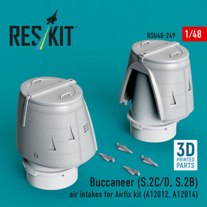 RESKIT RSU48-0249 Buccaneer (S.2C/D, S.2B) air intakes for Airfix kit (A12012, A12014) (3D Printed) 1/48