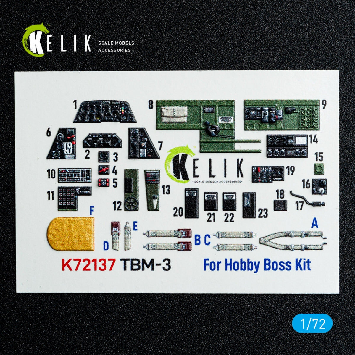 Kelik K72137 TBM-3 Avenger - interior 3D decals for HobbyBoss kit 1/72