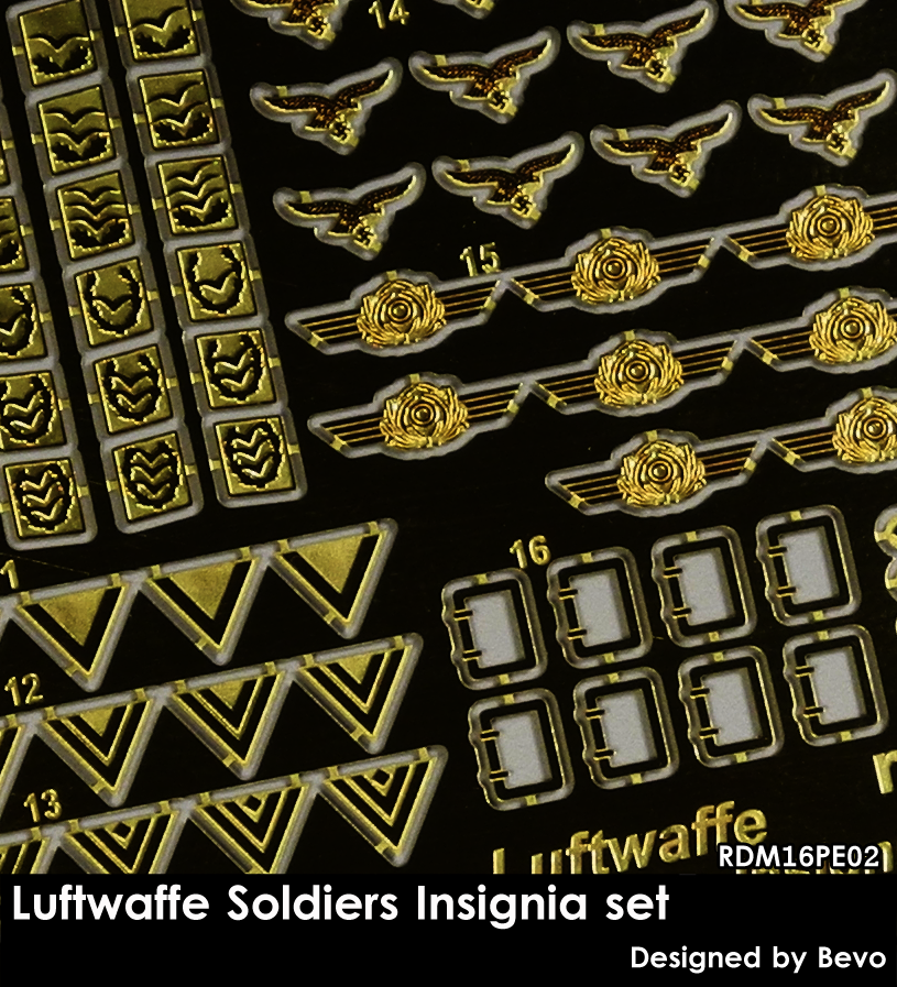 RADO Miniatures RDM16PE02 Luftwaffe Soldiers Insignia Set - Photoetched Set 1/16