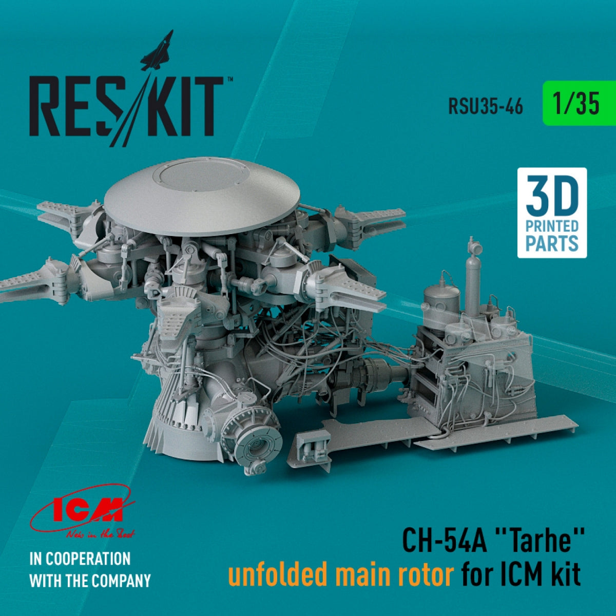 RESKIT RSU35-0046 CH-54A &amp;quot;TARHE&amp;quot; UNFOLDED MAIN ROTOR FOR ICM KIT (3D PRINTED) 1/35 – Bild 2