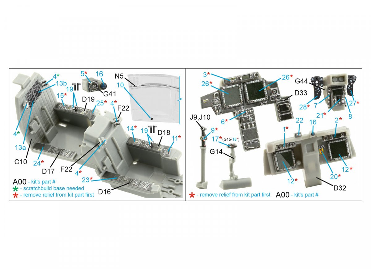 Quinta Studio QDS-48362 AH-64D 3D-Printed &amp;amp; colored Interior on decal paper (Hasegawa) (Small version) 1/48 – obrázek 2
