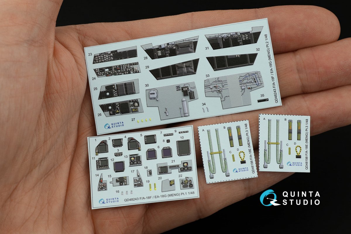 Quinta Studio QD48243 F/A-18F late / EA-18G 3D-Printed &amp;amp; colored Interior on decal paper ( Meng ) 1/48 – Bild 9