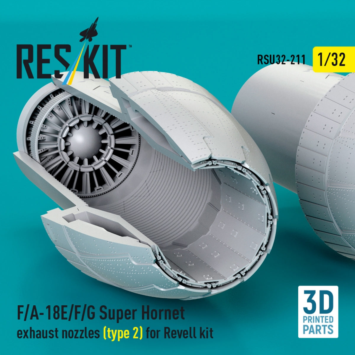 RESKIT RSU32-0211 F/A-18E/F/G Super Hornet exhaust nozzles (type 2) for Revell kit (3D Printed) 1/32
