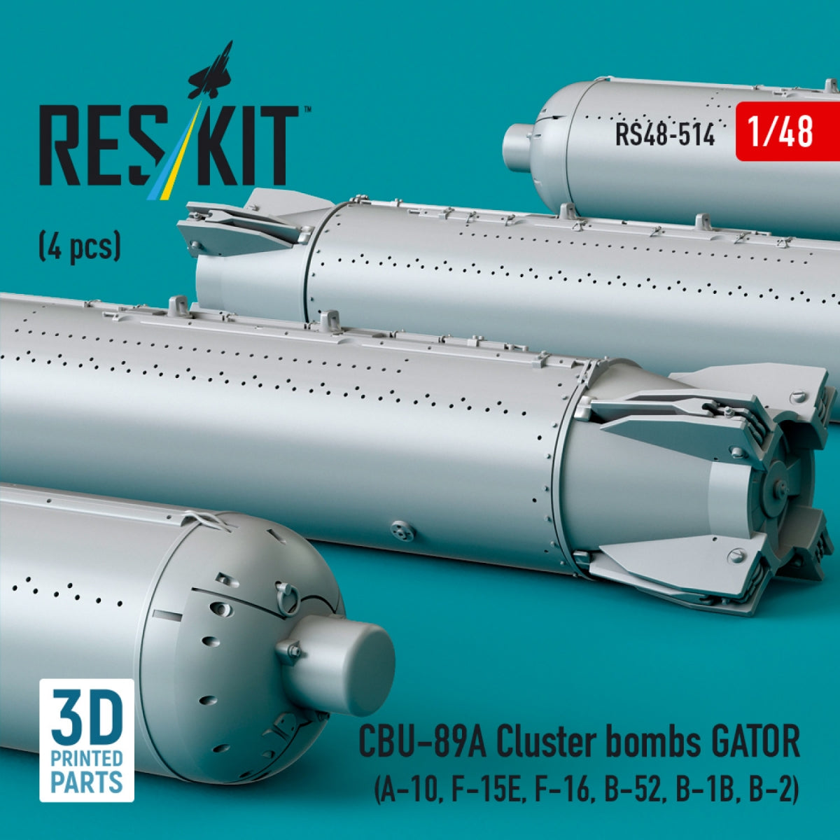 RESKIT RS48-0514 CBU-89A cluster bombs GATOR (4 pcs) (3D Printed) 1/48 – image 2