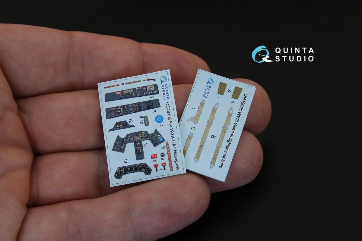 Quinta Studio QD48156 FW 190A-5 3D-Printed &amp;amp; colored Interior on decal paper (for Hasegawa kit) 1/48 – image 3