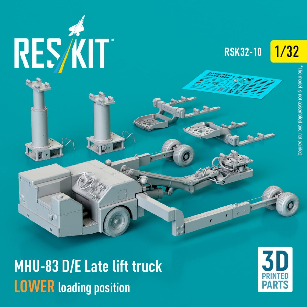 RESKIT RSK32-0010 MHU-83 D/E Chariot élévateur tardif, position de chargement inférieure (kit de maquette imprimé en 3D) 1/32