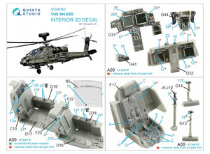 Quinta Studio QD48362 AH-64D 3D-Printed &amp;amp; colored Interior on decal paper (Hasegawa) 1/48 – obrázek 2