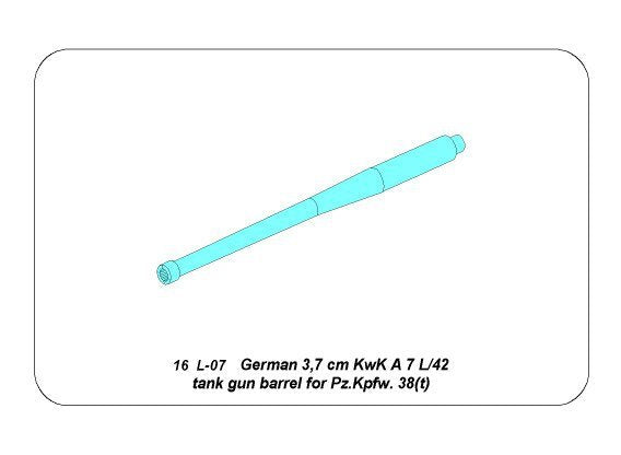 Aber 16L-07 German 3,7 cm KwK A 7 L/42 tank gun barrel for Pz.Kpfw. 38(t) 1/16 – Bild 8