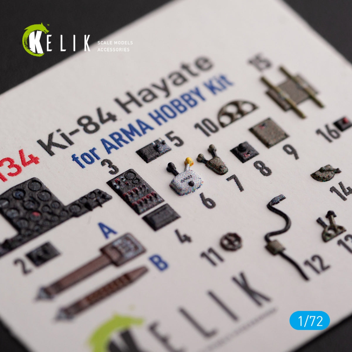 KELIK K72134 Ki-84 Hayate - interior 3D decals for Arma Hobby kit 1/72 – obrázek 2