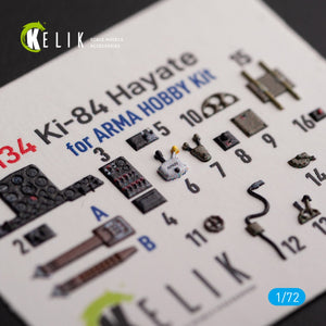 KELIK K72134 Ki-84 Hayate - interior 3D decals for Arma Hobby kit 1/72 – obrázek 2