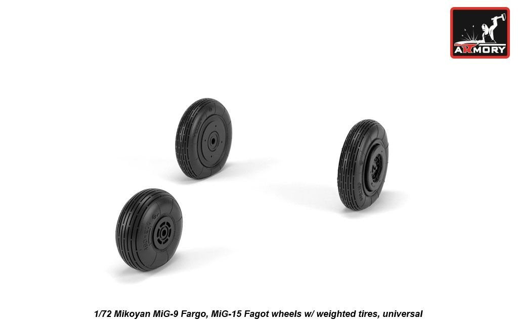 Armory Models AW72053 Mikoyan MiG-9 Fargo / MiG-15 Fagot (early) wheels w/ weighted tires 1/72 – Bild 2