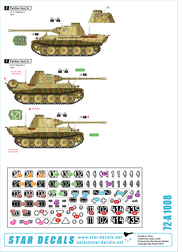 Star Decals 72-A1008 SS-Panthers (2) SS-Das Reich and 3. SS-Totenkopf. 1/72 – obrázek 2