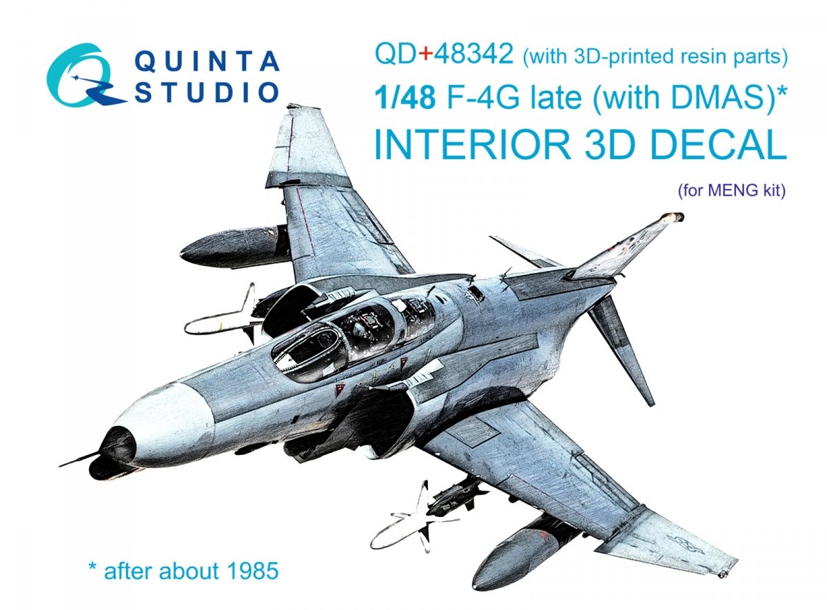 Quinta Studio QD+48342 F-4G late 3D-Printed &amp; colored Interior on decal paper (Meng) (with 3D-printed resin parts) 1/48