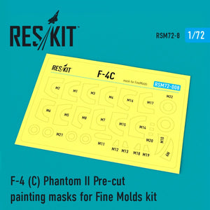 RESKIT RSM72-0008 F-4C &amp;quot;PHANTOM II&amp;quot; PRE-CUT PAINTING MASKS FOR FINEMOLDS KIT 1/72
