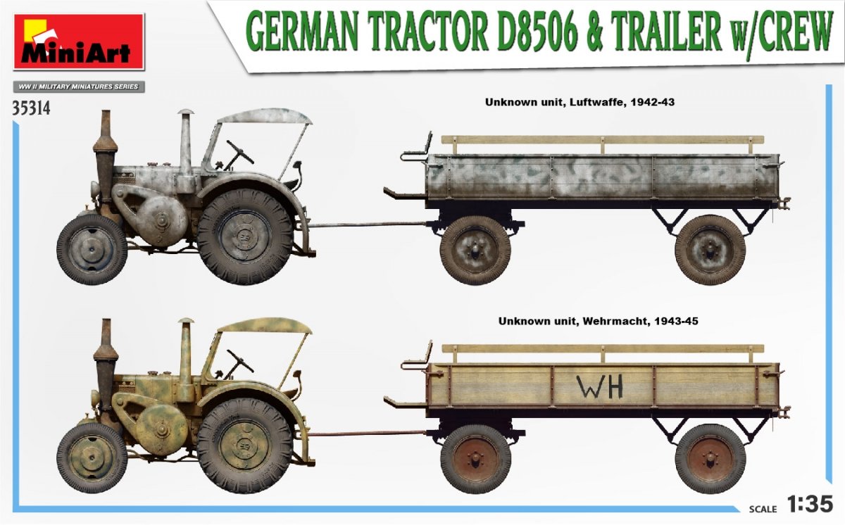 MiniArt 35314 GERMAN TRACTOR D8506 &amp;amp; TRAILER w/CREW 1/35 – obrázek 3