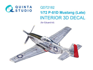 Quinta Studio QD72182 P-51D Mustang Late 3D-Printed &amp;amp; colored Interior on decal paper (Eduard) 1/72