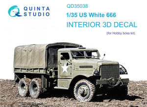 Quinta Studio QD35038 US White 666 3D-Printed &amp;amp; colored Interior on decal paper (Hobby Boss) 1/35