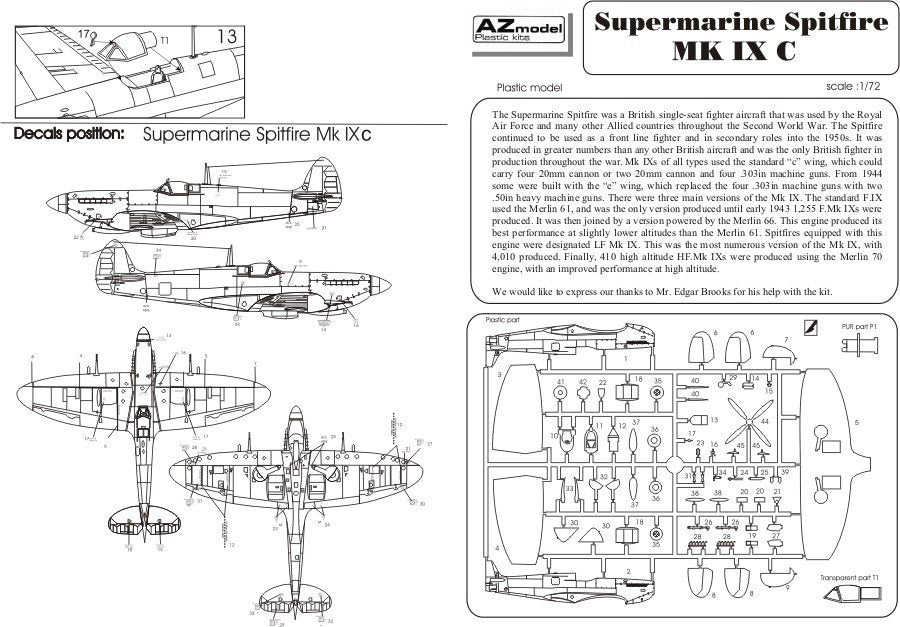 AZ Model AZ7392 Supermarine Spitfire Mk.IXc &amp;quot;Early tails&amp;quot; (1/72) – image 4