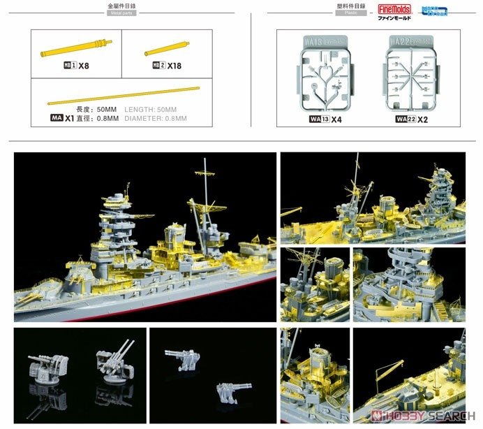 Flyhawk FH770001 IJN Battleship Nagato PE Sheet (Fuj42148) 1/700 – image 3