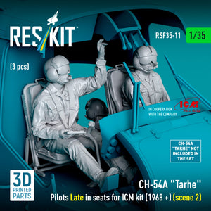 RESKIT RSF35-0011 CH-54A &amp;quot;Tarhe&amp;quot; Pilots Late in seats for ICM kit (1968 +) (scene 2) (3 pcs) (3D Printed) 1/35 – obrázek 2