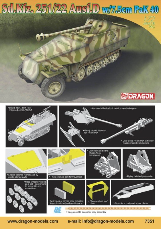 Dragon 7351 SdKfz.251/22 Ausf.D w.7,5cm Pak, 1/72 1/72 – zdjęcie 2