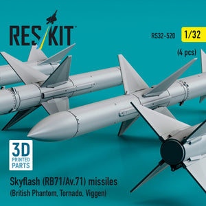 RESKIT RS32-0520 Skyflash (RB71/Av.71) missiles (4 pcs) (3D Printed) 1/32 – Bild 3