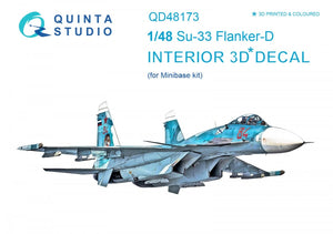 Quinta Studio QD48173 Su-33 3D-Printed &amp;amp; colored Interior on decal paper (for Minibase kit) 1/48