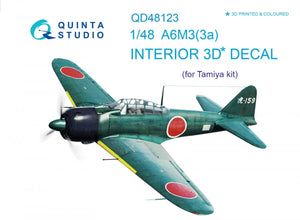 Quinta Studio QD48123 A6M3 3D-Printed &amp;amp; colored Interior on decal paper (for Tamiya kit) 1/48